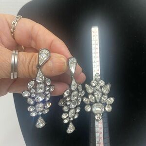 Elegant Silver Crystal Drop Earrings & Ring